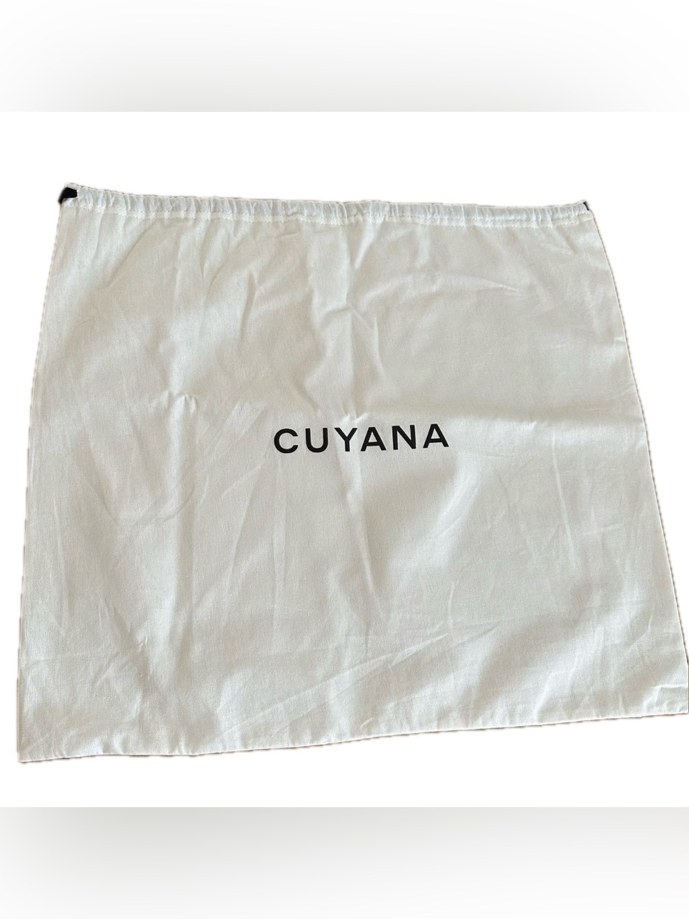 Cuyana Cream Canvas Drawstring Dust Bag with Black Logo 20 3/4” by 19 1/2”